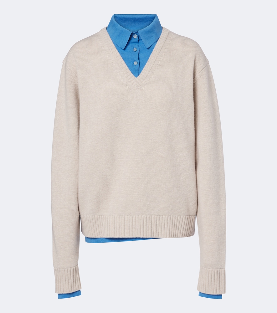 Acne Studios Layered Wool Sweater In White