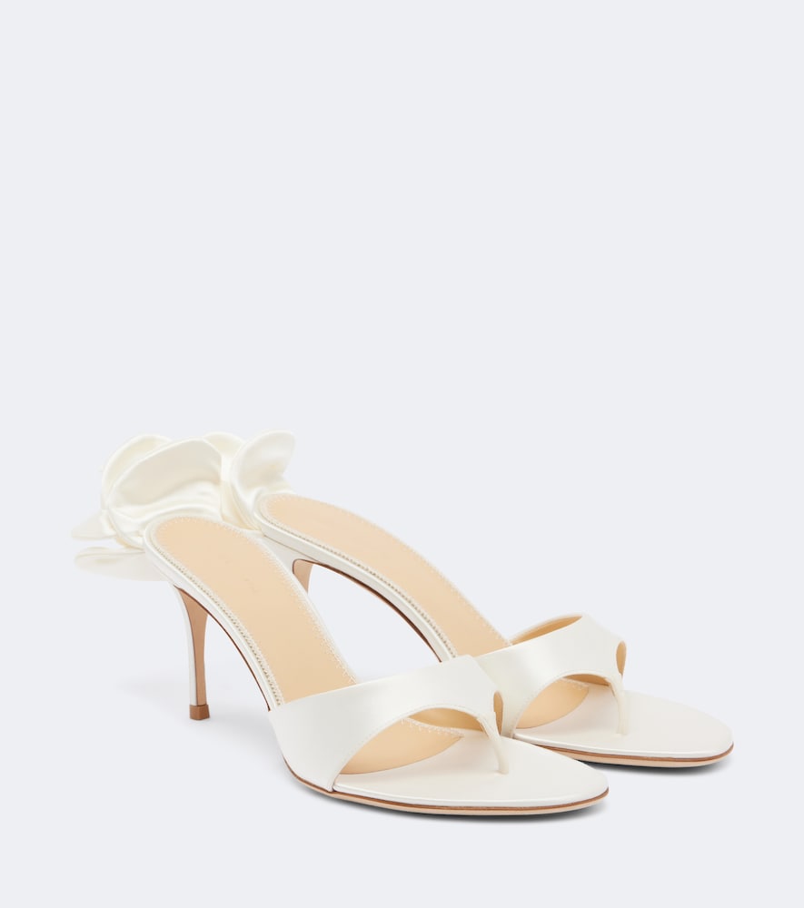 Magda Butrym Floral-Appliqué Satin White Sandals