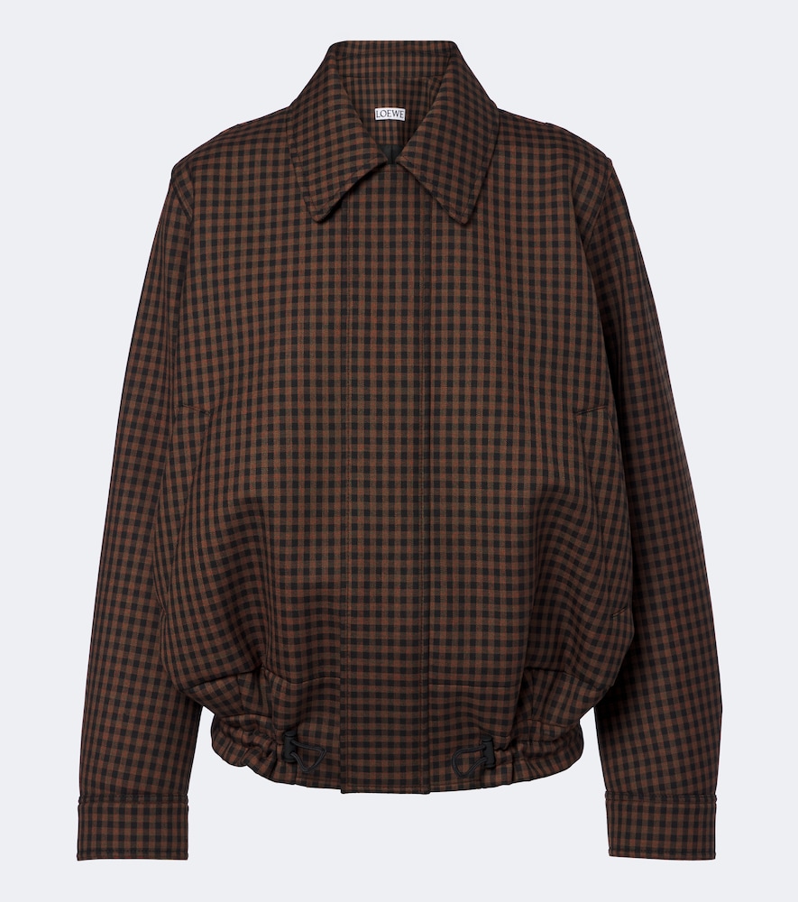 Giacca blouson in lana a quadri