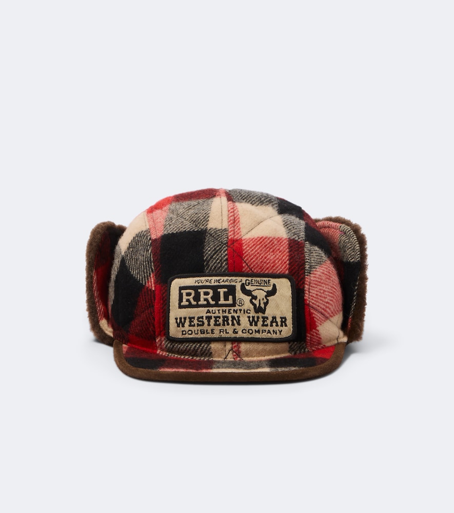 Baseballcap aus Woll-Flanell mit Shearling