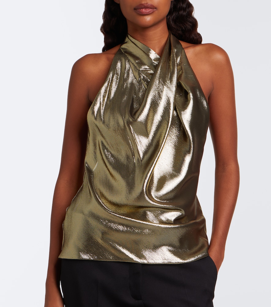 Draped Halterneck Silk-Blend Top