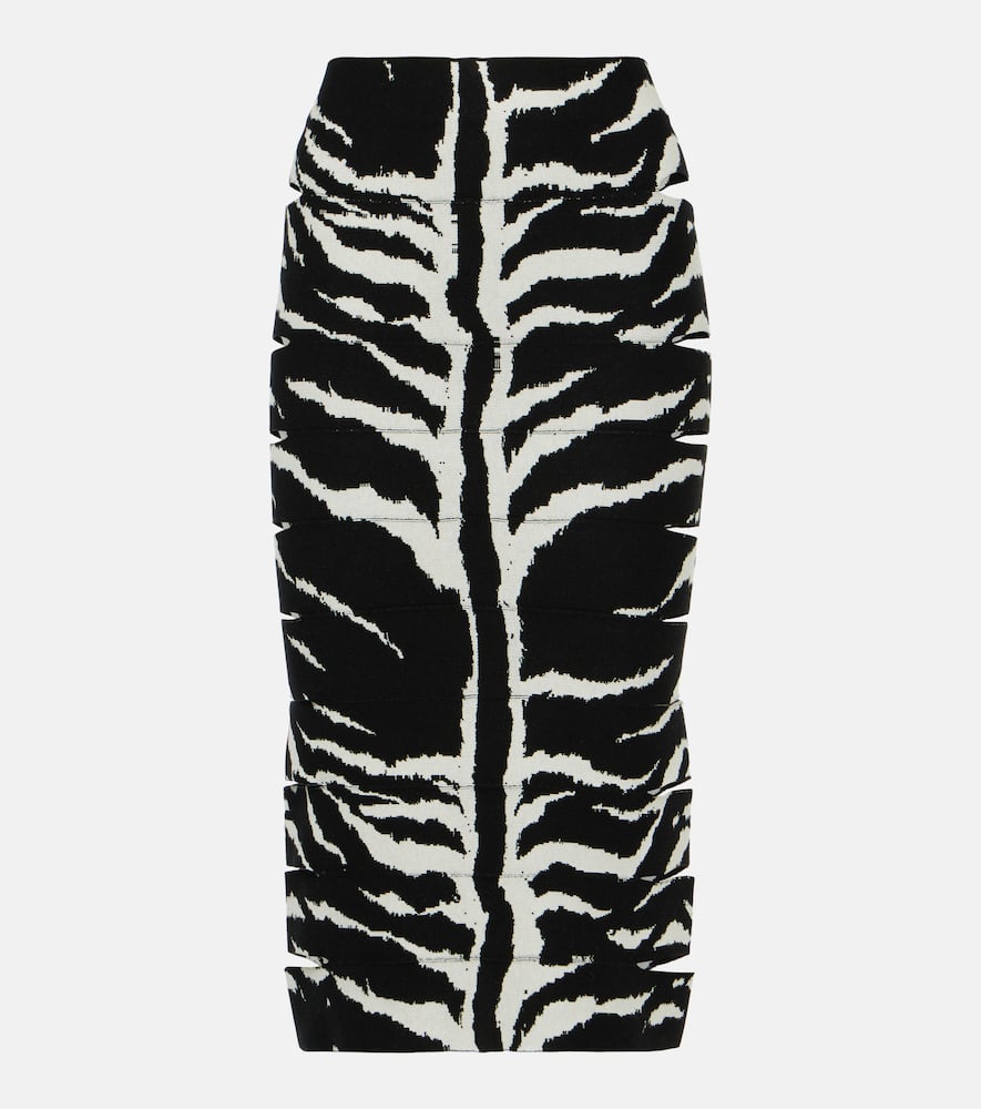 Alaïa Zebra-printed high-rise midi skirt