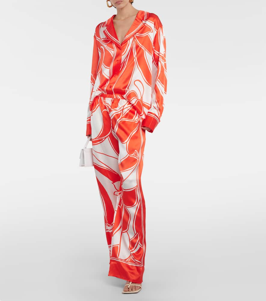 Shop Sir Ramona Printed Silk Satin Shirt In Multicoloured