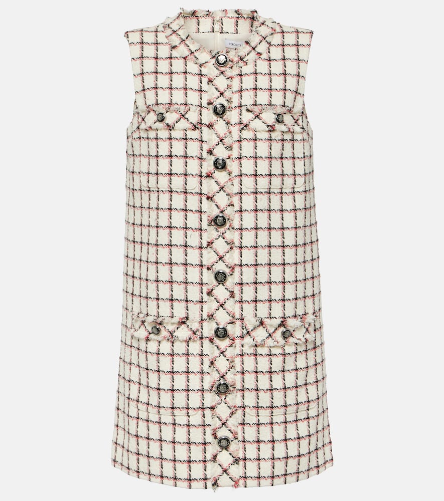 Shop Veronica Beard Laurel Cotton-blend Tweed Minidress In Beige