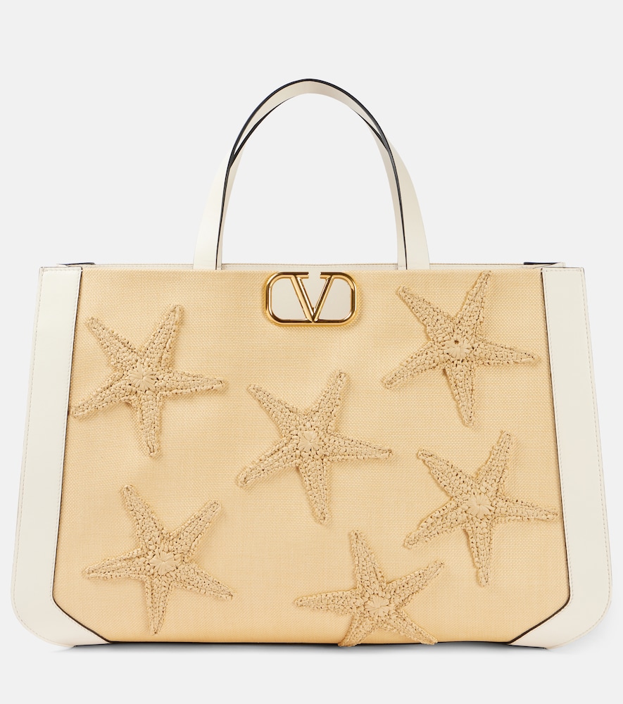 VLogo Starfish 라지 레더 트리밍 토트 백