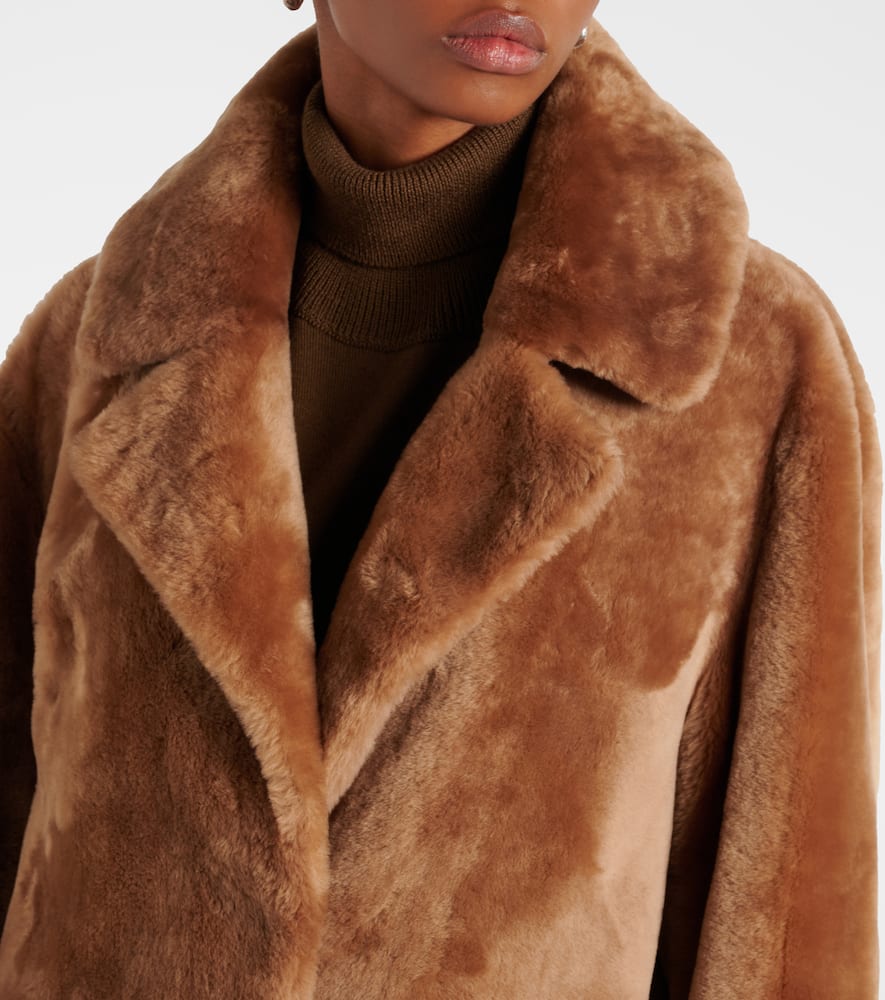 Yves Salomon Oversized Shearling Coat In Brown
