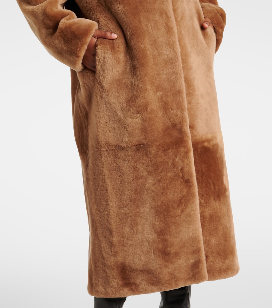 Yves Salomon Oversized Shearling Coat In Brown