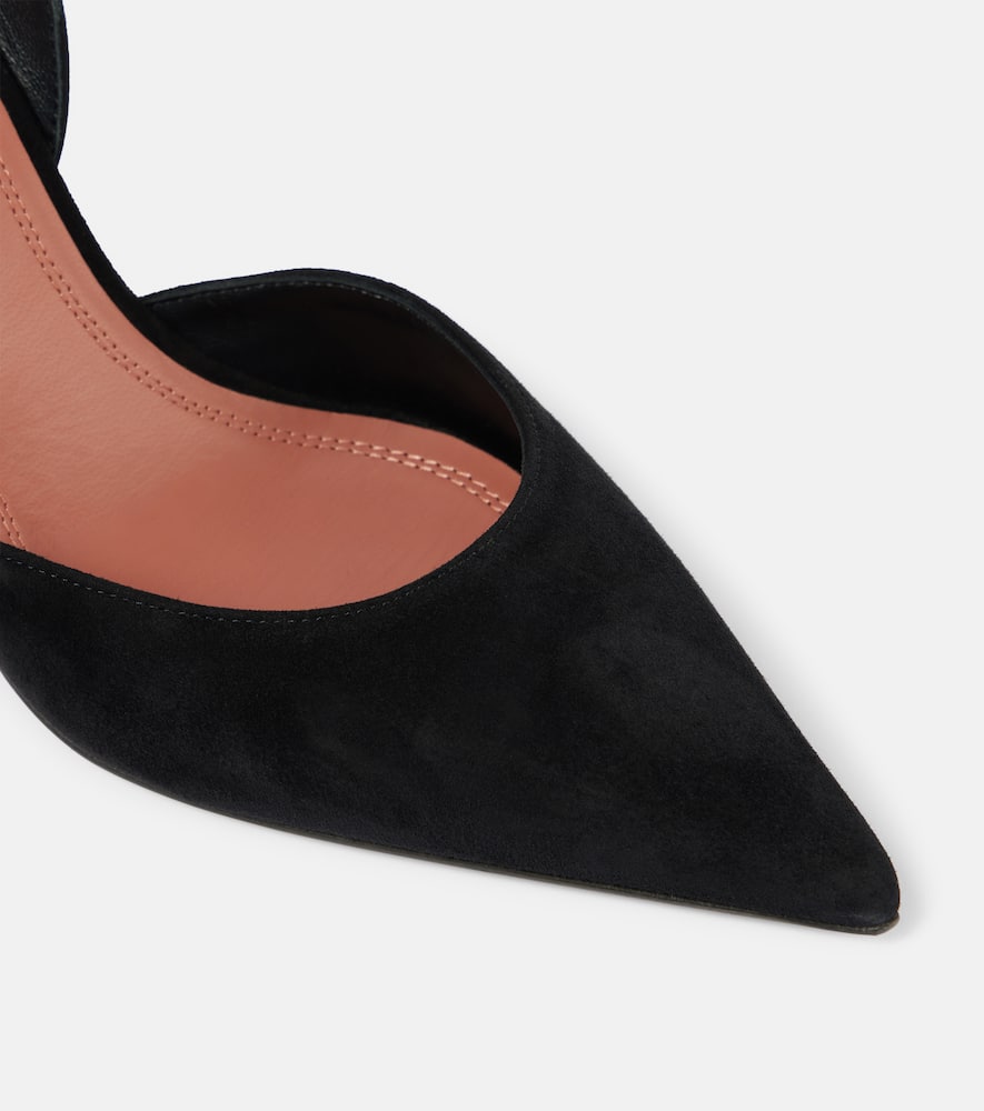 Amina Muaddi Womens Black Holli 70 Suede Slingback Heels In Black