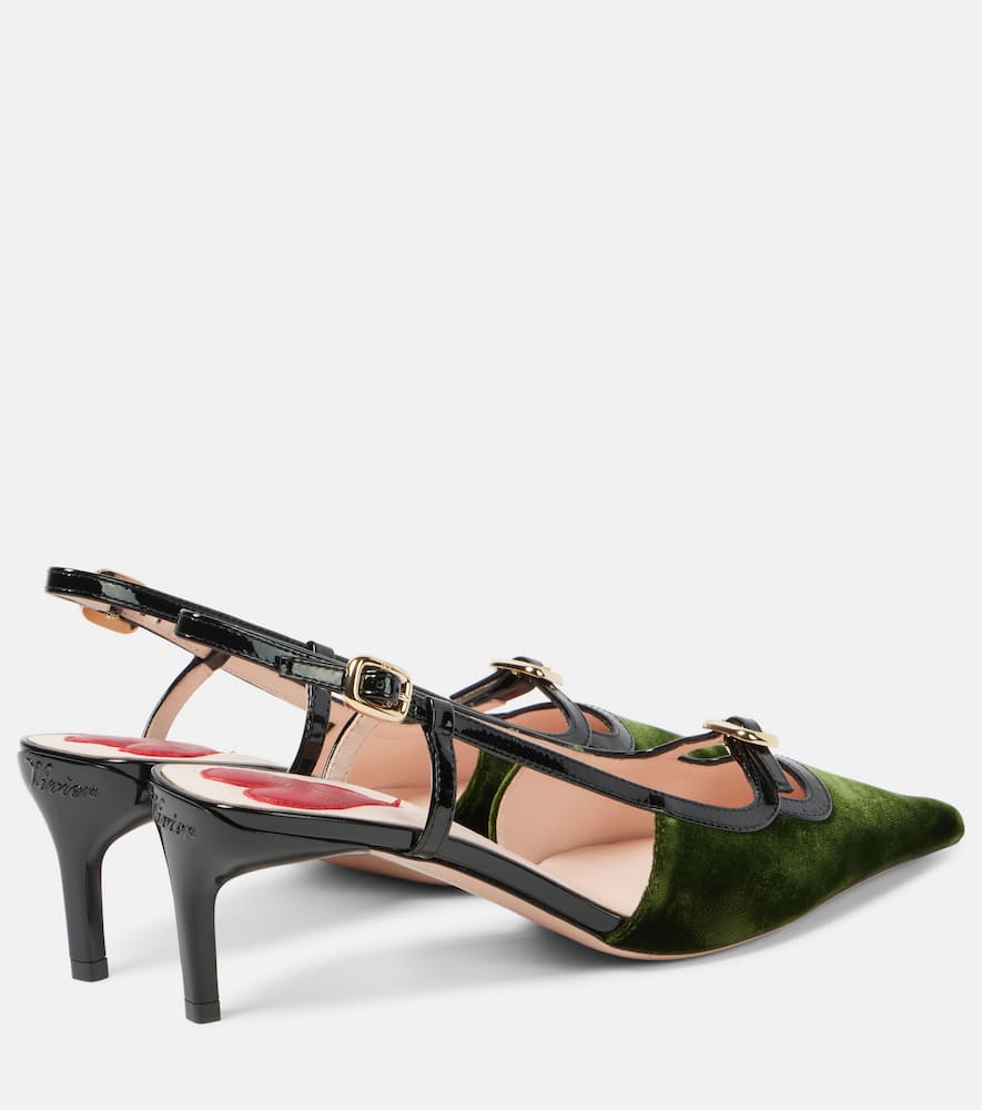 Roger Vivier Viv' Canard Leather-trimmed Slingback Pumps In Green