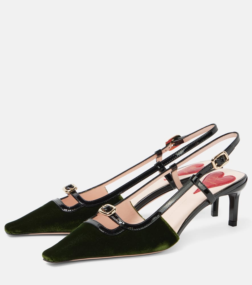 Roger Vivier Viv' Canard Leather-trimmed Slingback Pumps In Green