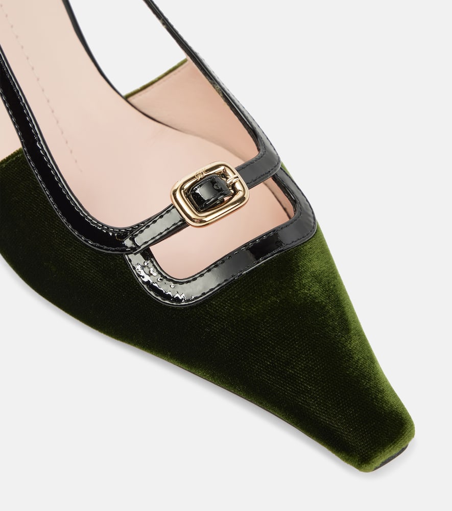 Roger Vivier Viv' Canard Leather-trimmed Slingback Pumps In Green