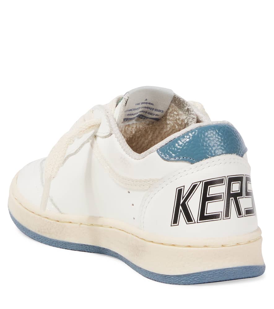 Golden Goose Ballstar Embroidered Leather Sneakers In White/green/light Blue