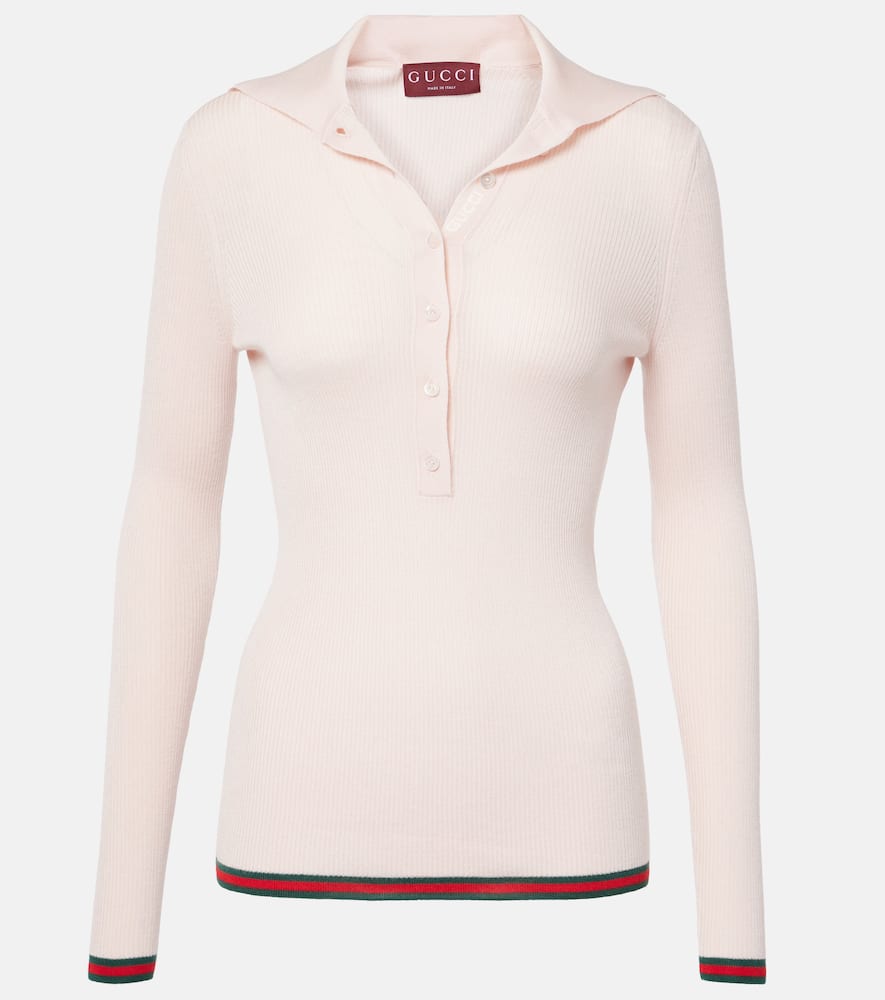 Cashmere and silk polo sweater