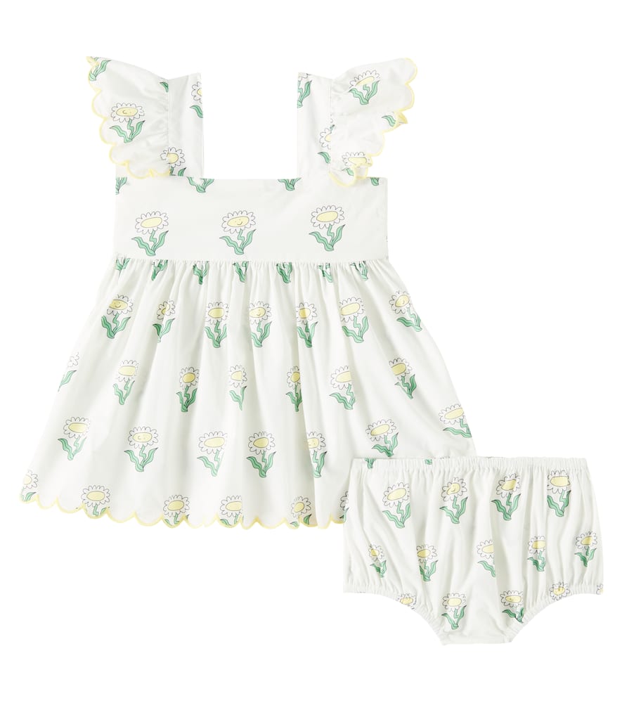 Stella Mccartney Baby Printed Cotton Dress And Bloomers Set In Weiss