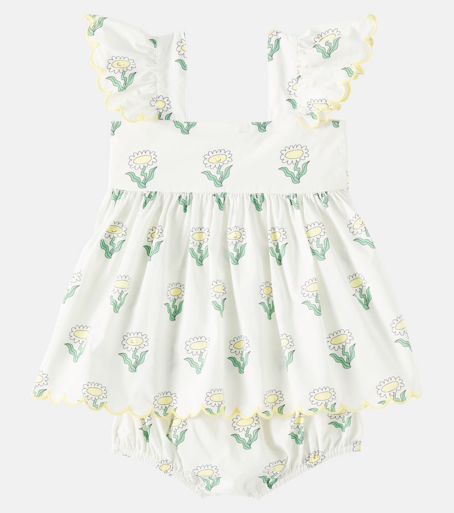 Stella Mccartney Baby Printed Cotton Dress And Bloomers Set In Weiss
