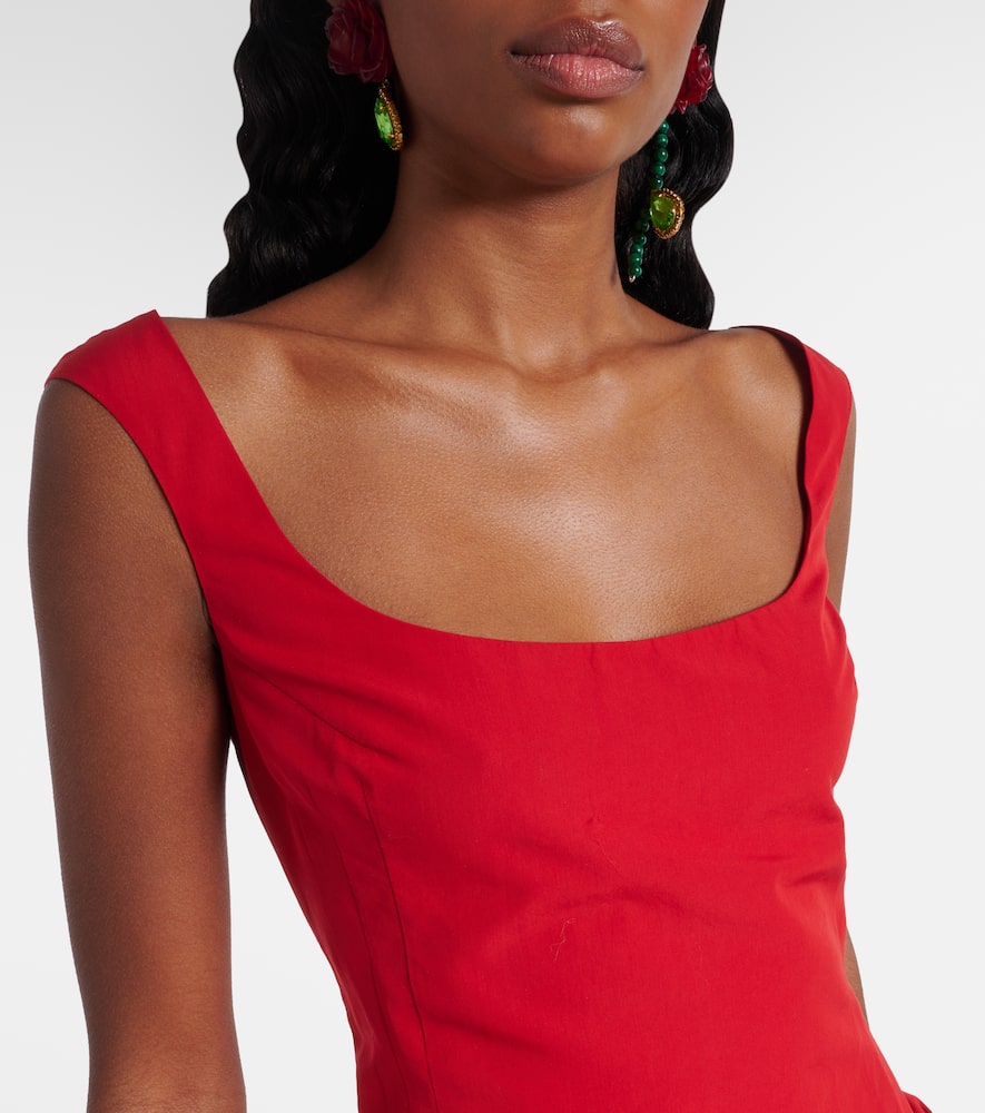 Magda Butrym Ss25 Cotton Ruffle Mini Dress In Red