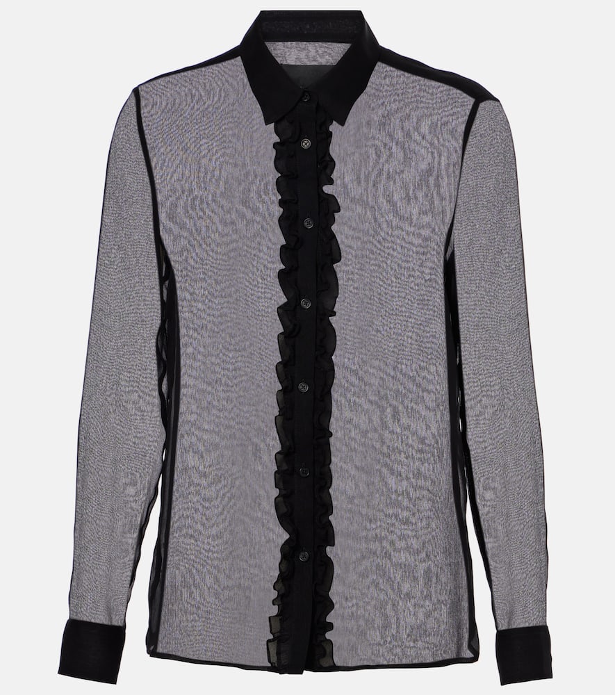 Kris ruffled sheer silk shirt