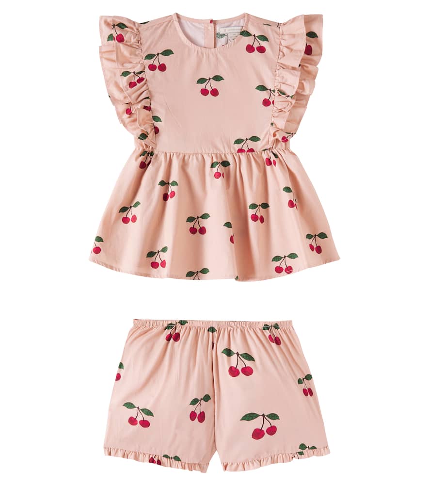 Konges Slojd Verbena Printed Cotton Top And Shorts Set In Pink