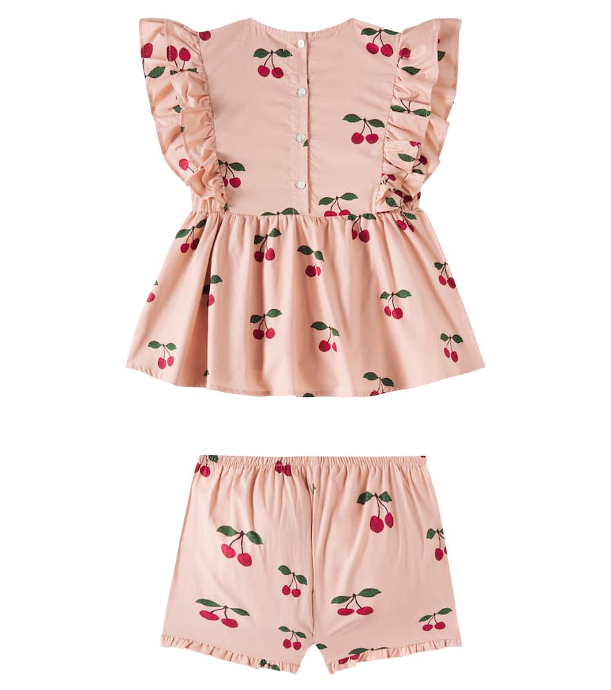 Konges Slojd Verbena Printed Cotton Top And Shorts Set In Pink