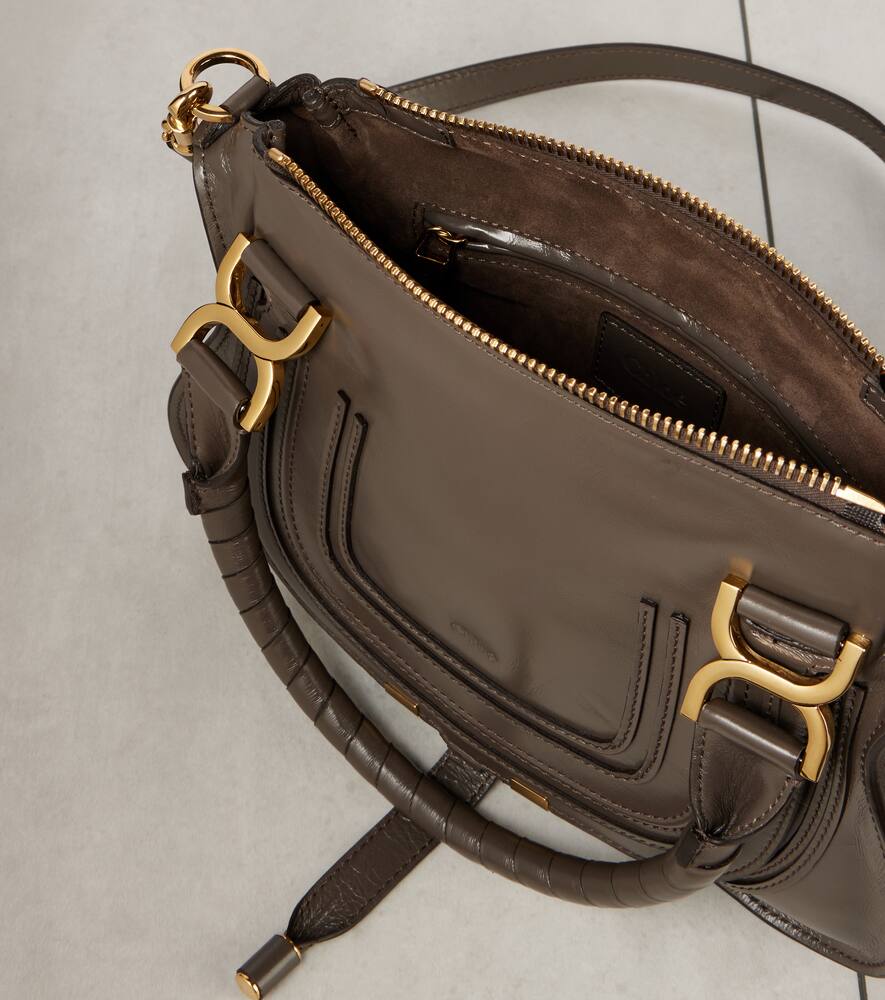 Chloé Marcie Small Leather Shoulder Bag In Grey