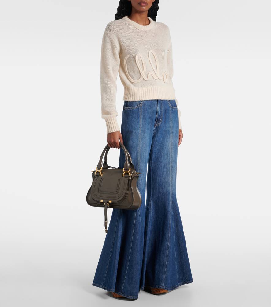 Chloé Marcie Small Leather Shoulder Bag In Grey