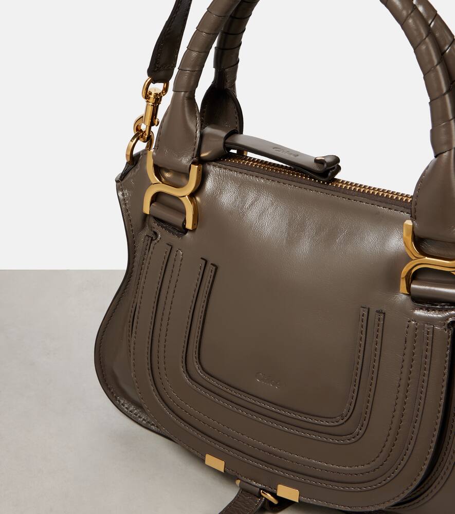 Chloé Marcie Small Leather Shoulder Bag In Grey