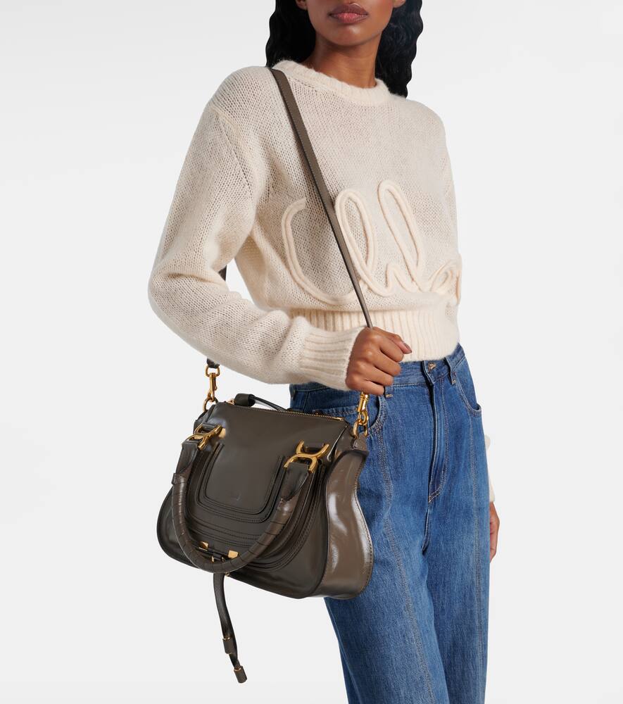 Chloé Marcie Small Leather Shoulder Bag In Grey