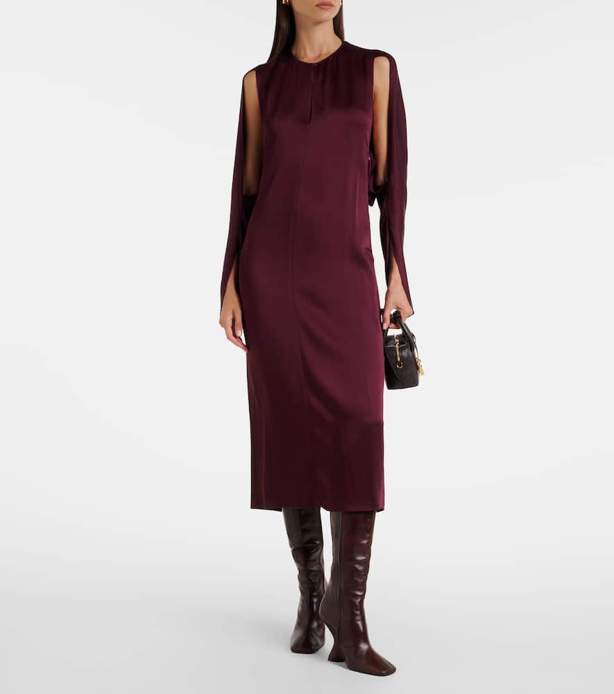 Stella Mccartney Bordeaux Midi Dress With Cape Sleeves In Burgundy