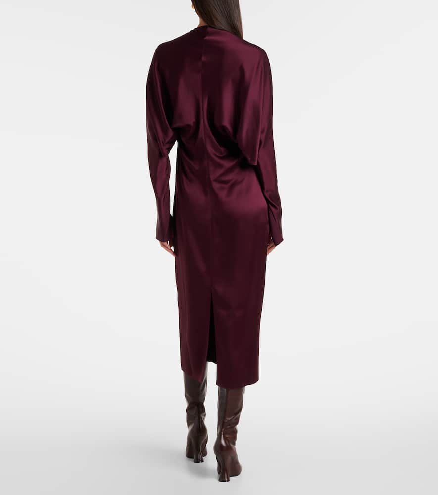 Stella Mccartney Bordeaux Midi Dress With Cape Sleeves In Burgundy