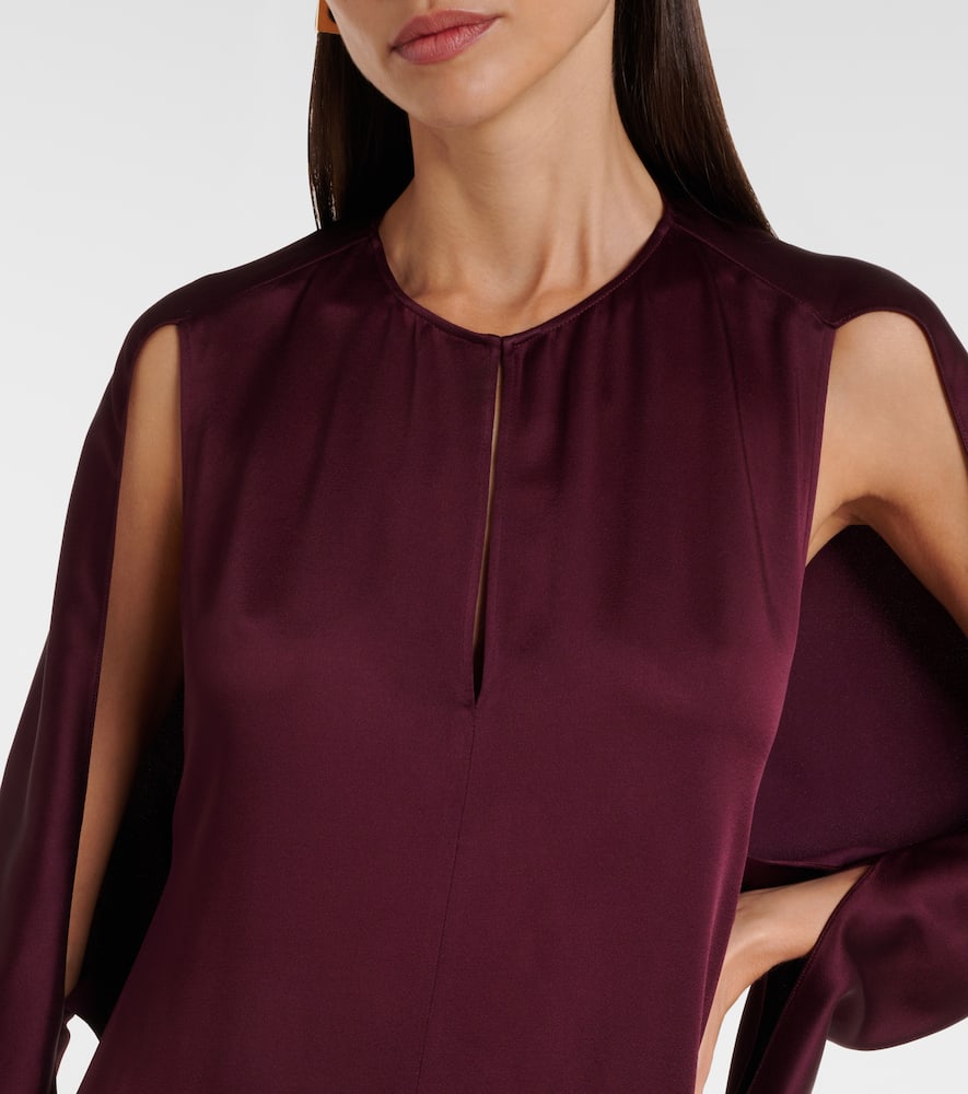 Stella Mccartney Bordeaux Midi Dress With Cape Sleeves In Burgundy