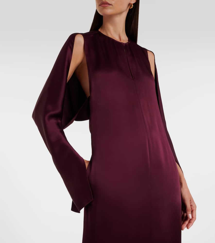 Stella Mccartney Bordeaux Midi Dress With Cape Sleeves In Burgundy