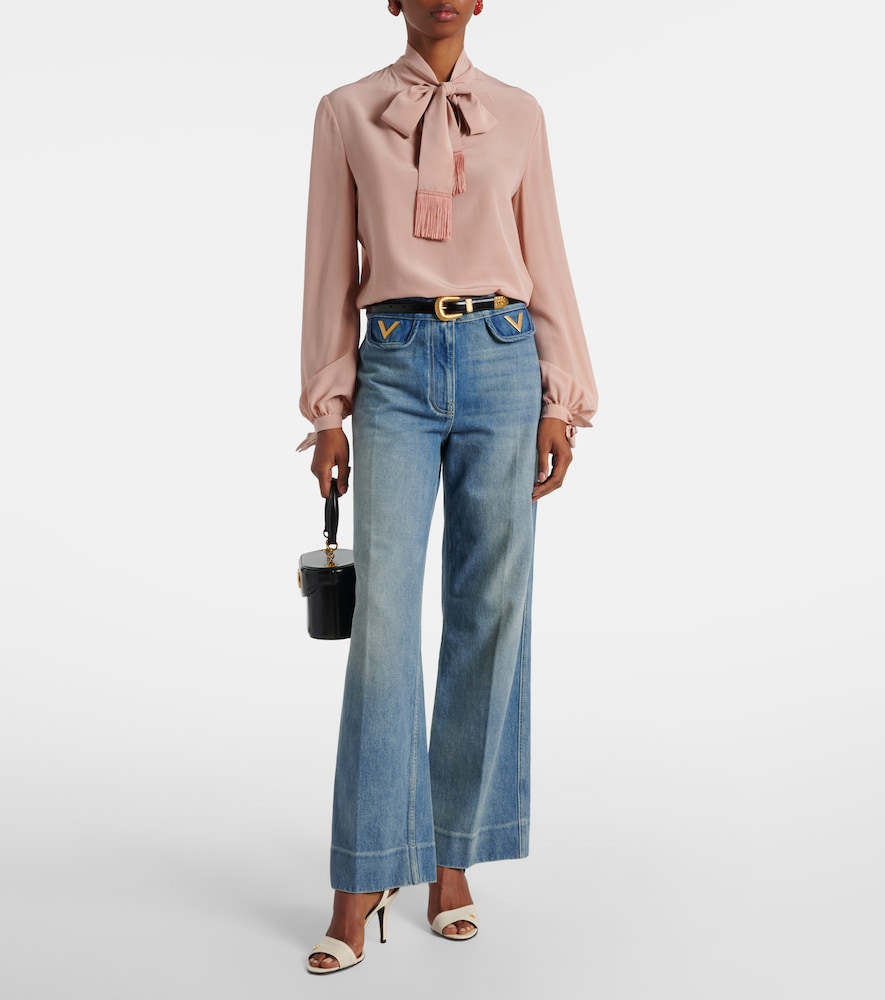  Valentino Valentino Vgold Mid-rise Wide-leg Jeans 