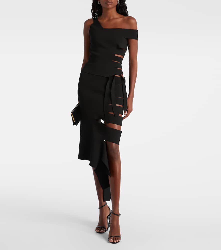 Mugler Asymmetric Cut-out Top In Black