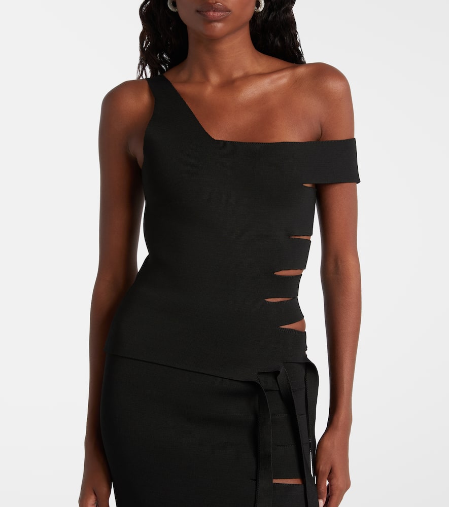 Mugler Asymmetric Cut-out Top In Black