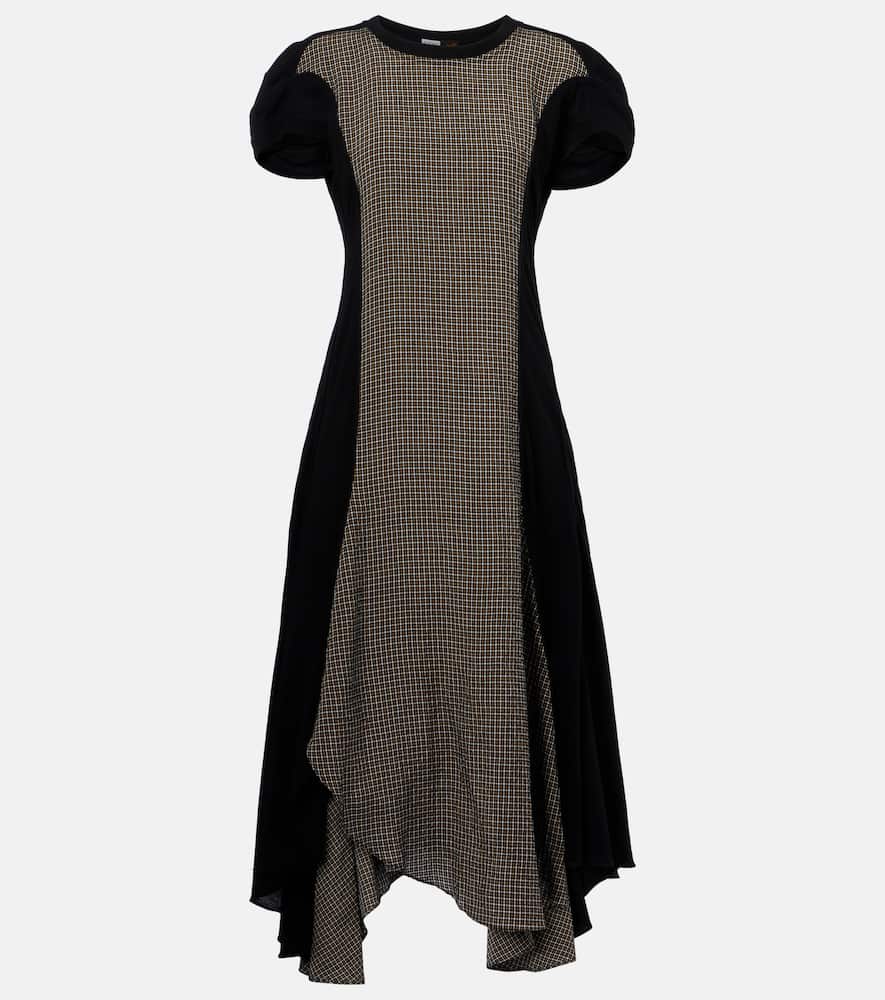 Checked asymmetric midi dress