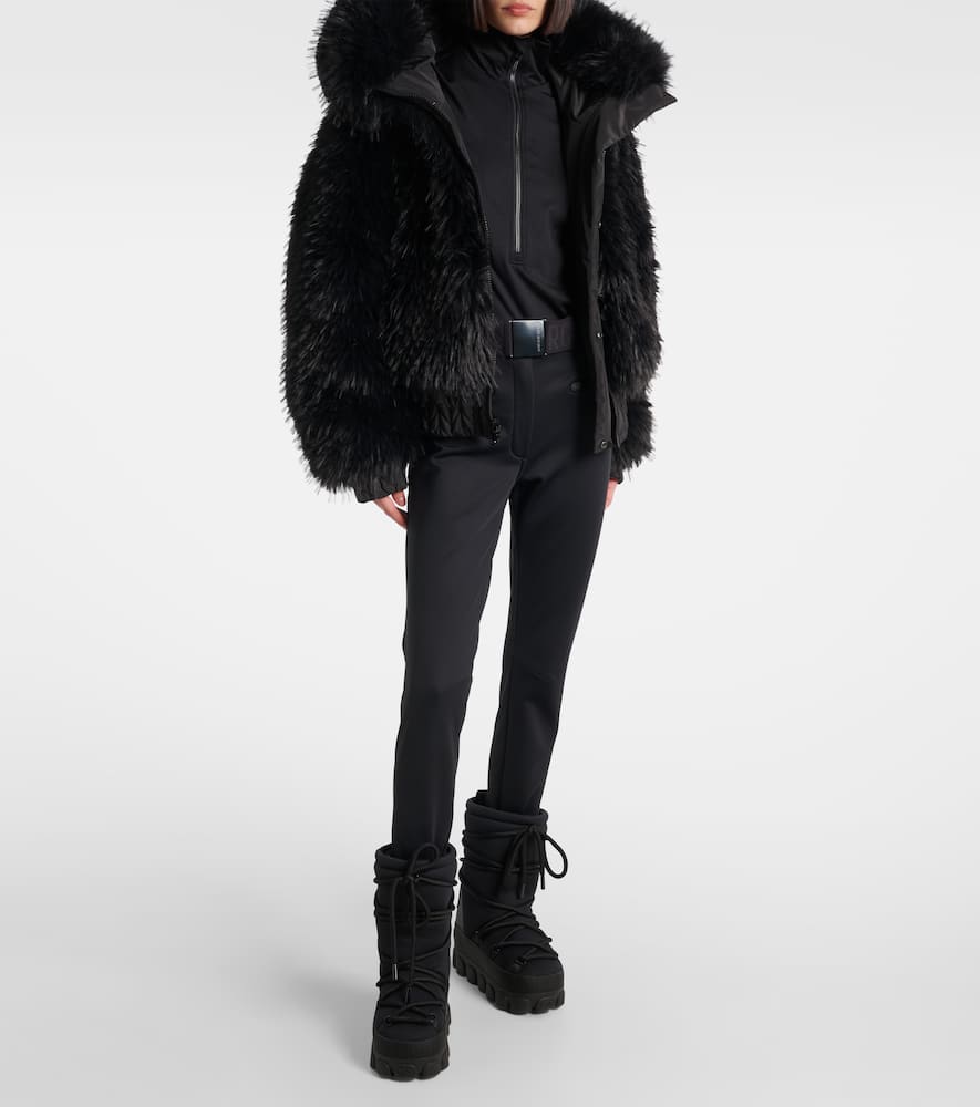 Goldbergh Indira Reversible Faux Fur Ski Jacket In Black