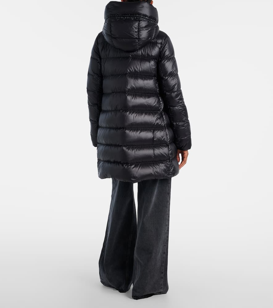 Moncler Women Black Suyenne Midi Hooded Down Jacket In Blue