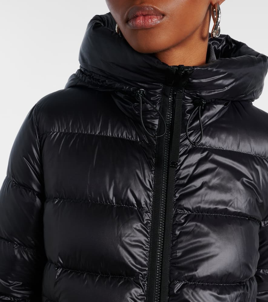 Moncler Women Black Suyenne Midi Hooded Down Jacket In Blue