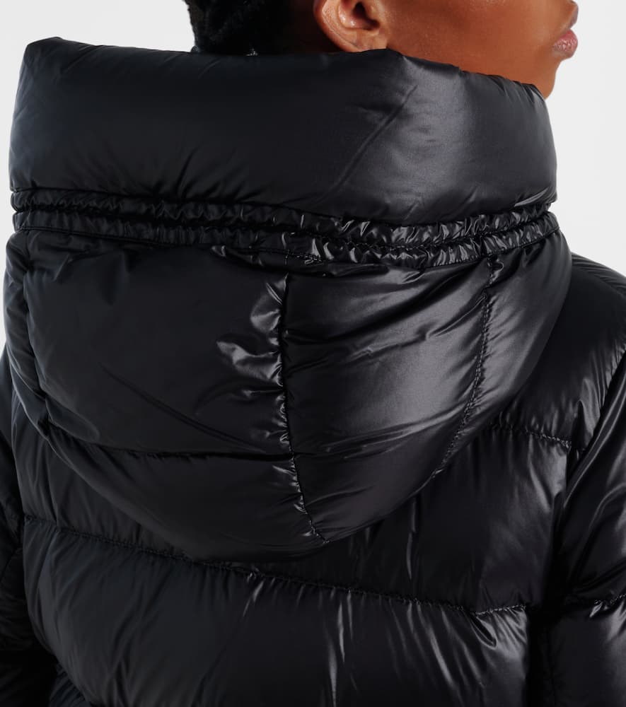 Moncler Women Black Suyenne Midi Hooded Down Jacket In Blue