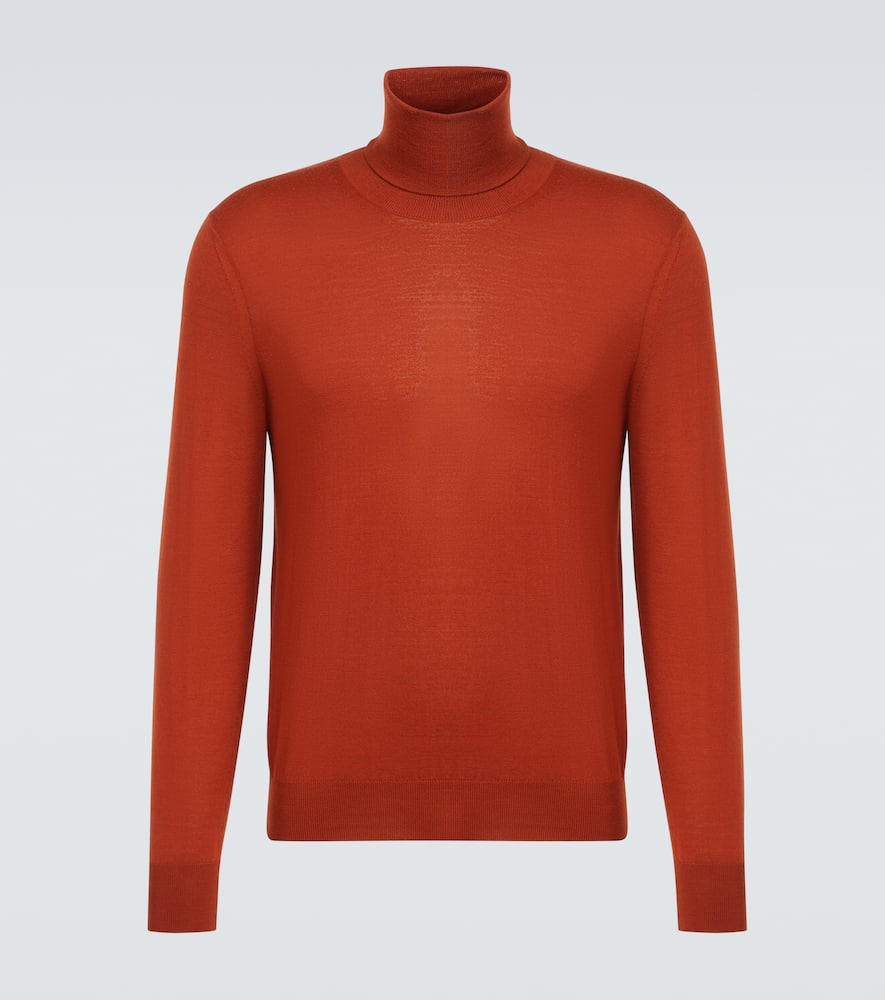 Saint Laurent Wool Turtleneck Sweater In Orange