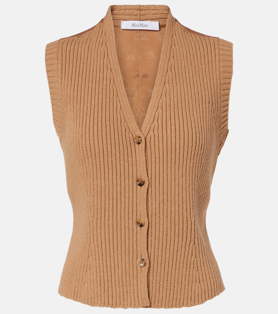 Max Mara Madre paneled wool-blend and satin vest