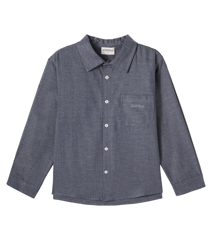 Cozmo Kids' Turin Cotton Flannel Shirt In Gray