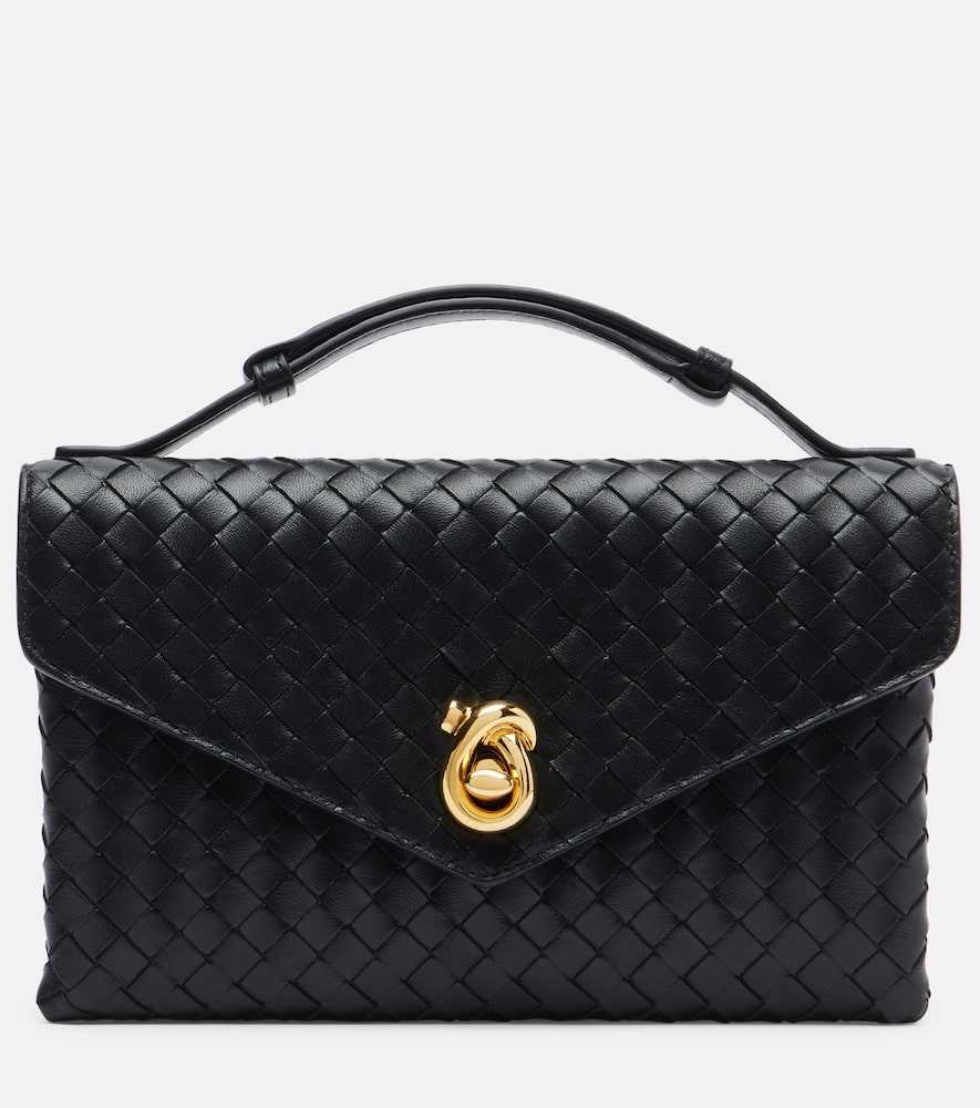 Bottega Veneta Knot Lock Intrecciato Leather Tote Bag In Black