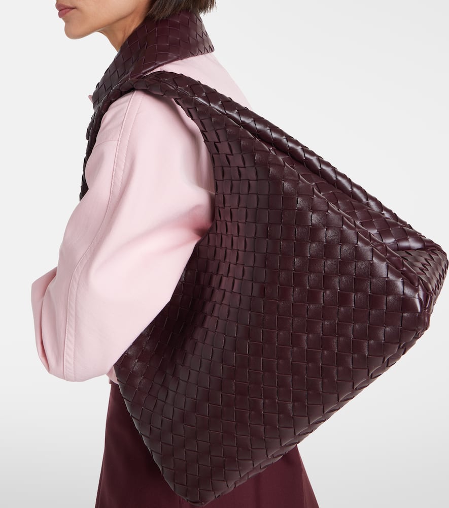 Bottega Veneta Campana Large Leather Shoulder Bag In Burgundy