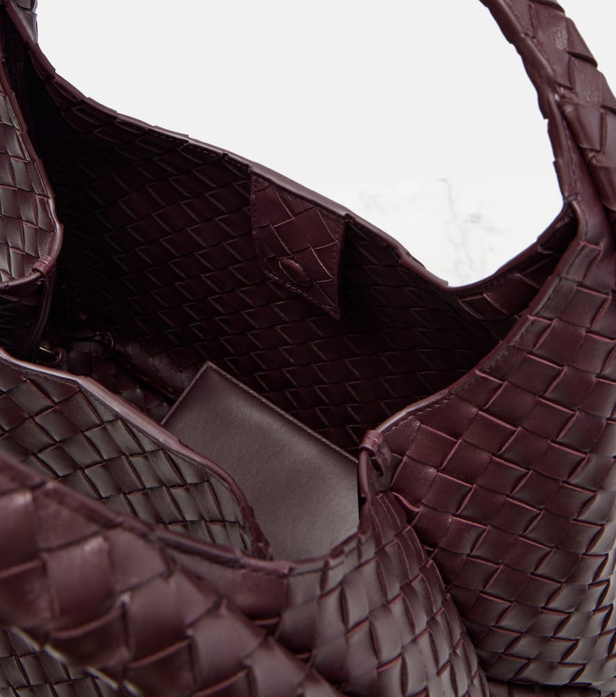 Bottega Veneta Campana Large Leather Shoulder Bag In Burgundy
