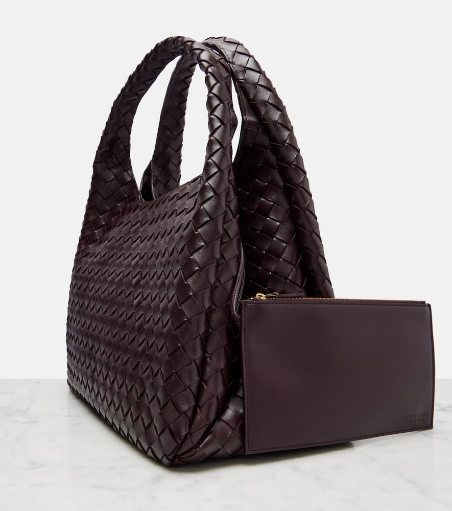 Bottega Veneta Campana Large Leather Shoulder Bag In Burgundy