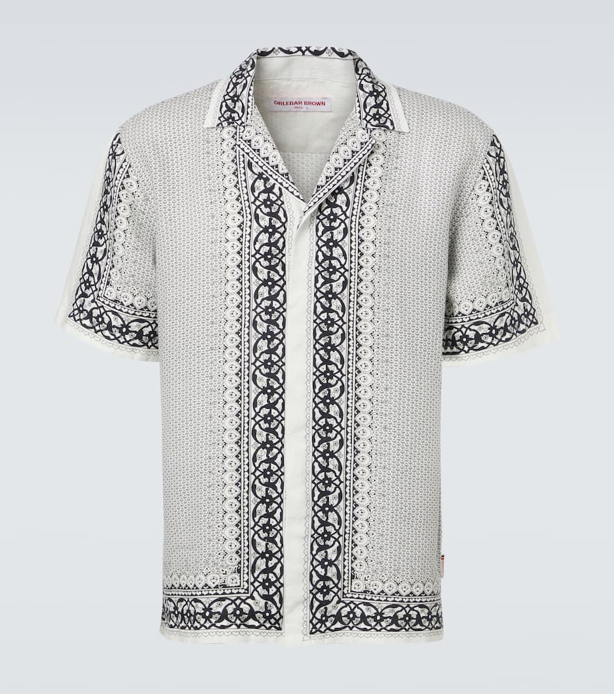 Maitan printed linen bowling shirt