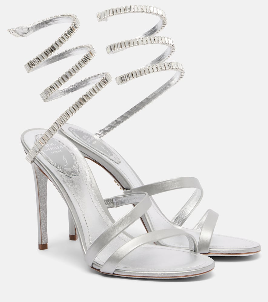 René Caovilla Cleo Spark 105 Metallic Leather Sandals In Multi