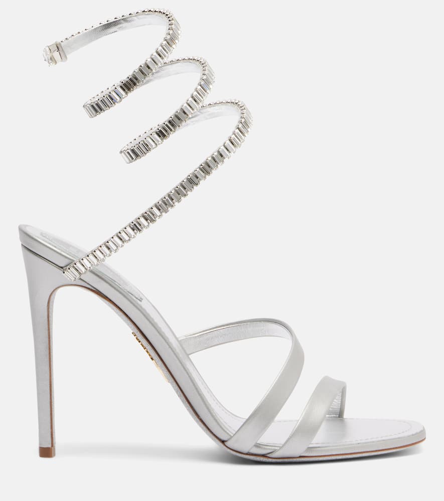 René Caovilla Cleo Spark 105 Metallic Leather Sandals In Multi