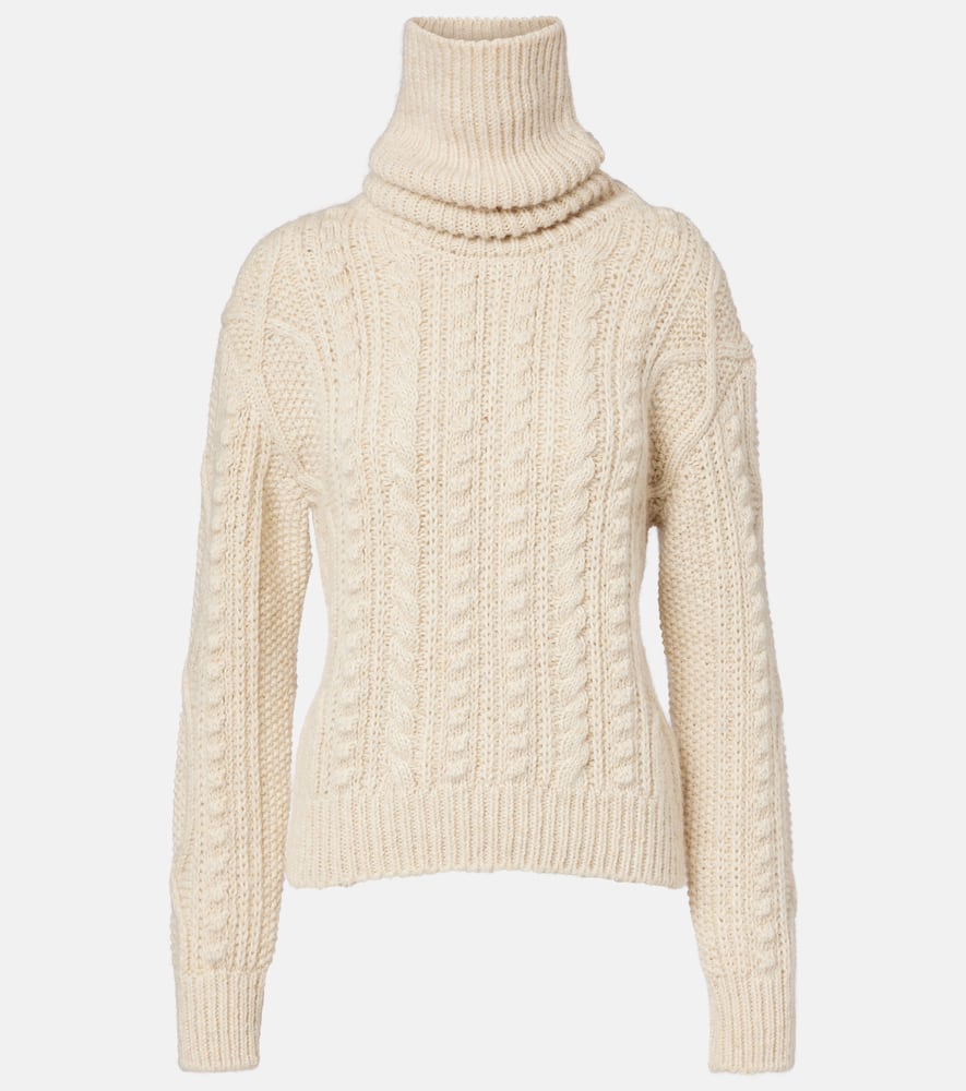 Moncler Cable-knit Wool And Mohair-blend Turtleneck Sweater In White